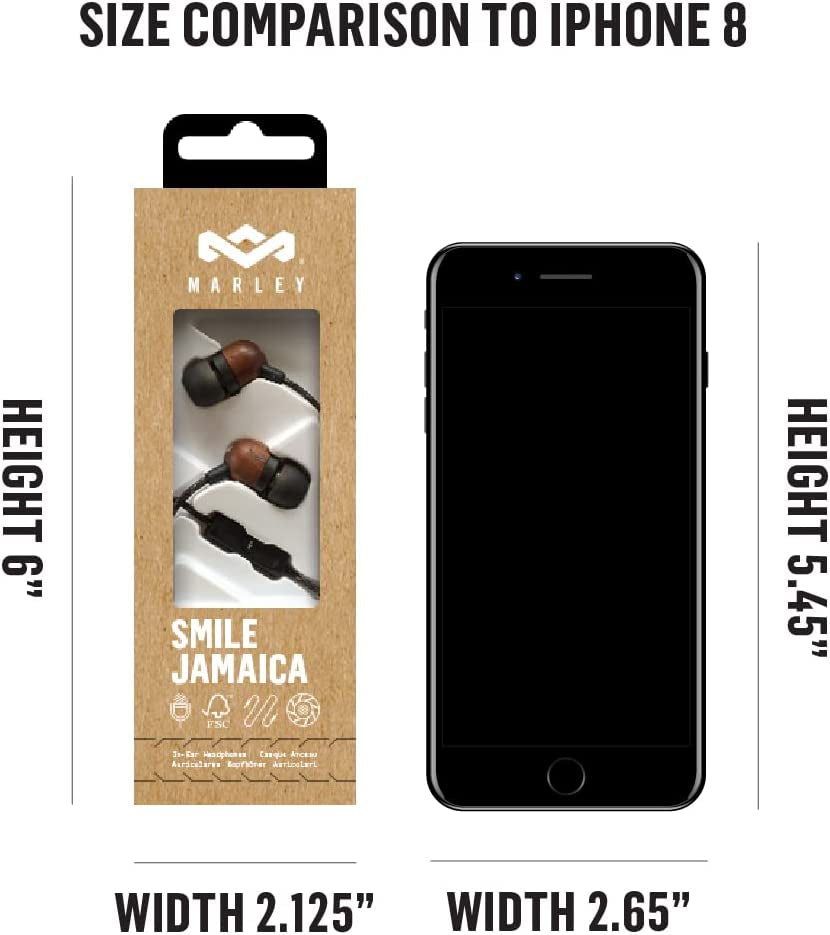 House of Marley Smile Jamaica: Wired Earphones with Microphone, Noise Isolating Design, and Sustainable Materials, Brass