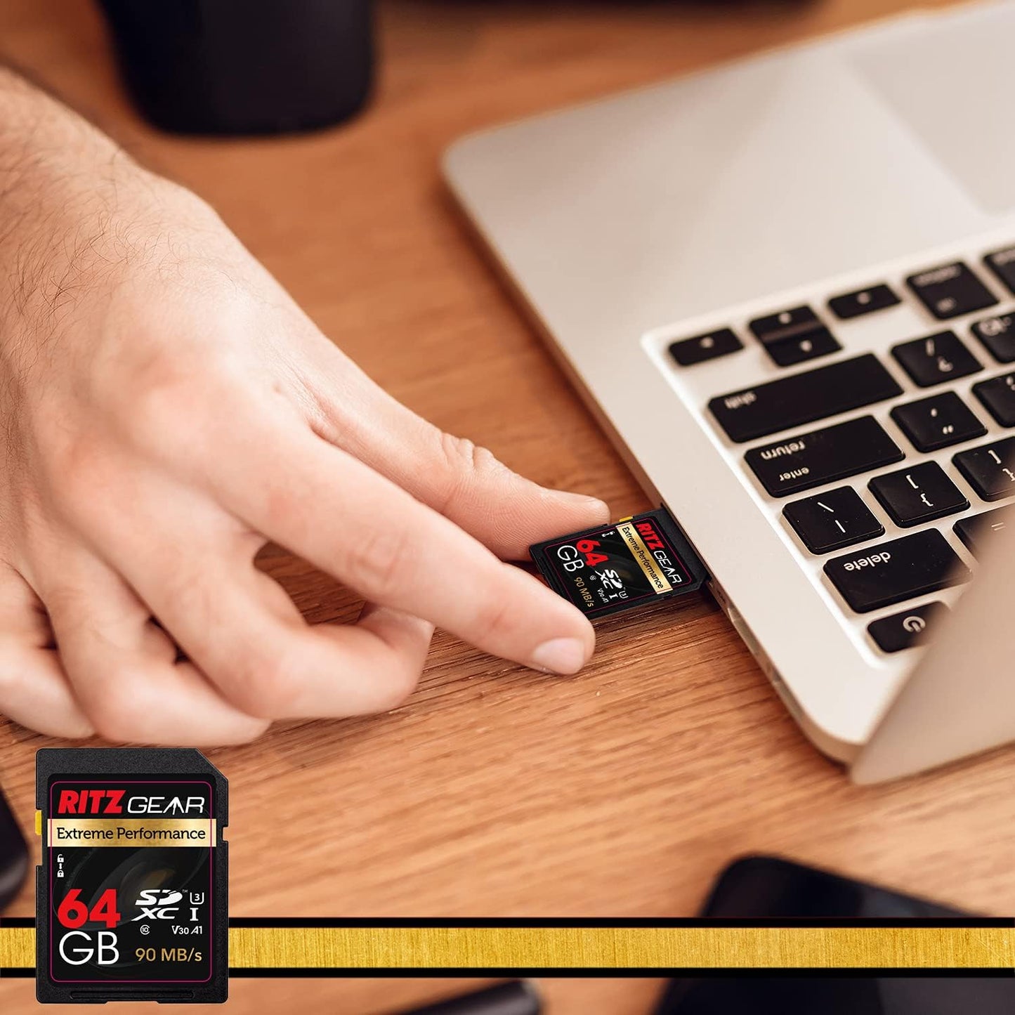 Ritz Gear 64GB High-Speed SDXC UHS-I SD Card, C10, U3, V30, Full-Hd & 4K Memory Card