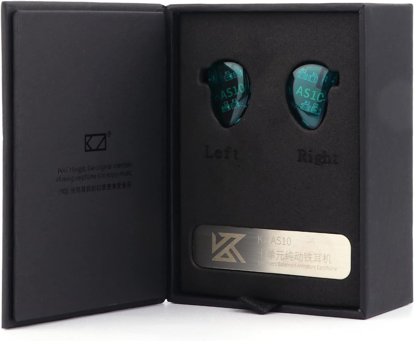 Linsoul KZ AS10 5BA Hifi Stereo In-Ear Earphone High Resolution Earbud Headphone with 0.75Mm 2 Pin Cable, Five Balanced Armature Drivers, Noise Cancelling(Without Mic, Cyan)