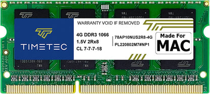 Timetec Hynix IC 4GB Compatible for Apple DDR3 1067Mhz / 1066Mhz PC3-8500 for Mac Book, Macbook Pro, Imac, Mac Mini (Late 2008, Early/Mid/Late 2009, Mid 2010) MAC SODIMM Memory RAM Upgrade