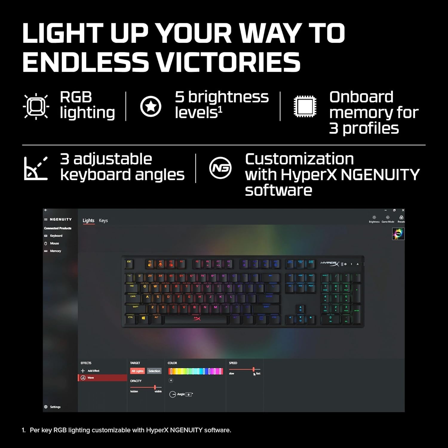 Hyperx Alloy Origins - Mechanical Gaming Keyboard, Software-Controlled Light & Macro Customization, Compact Form Factor, RGB LED Backlit - Clicky Hyperx Blue Switch,