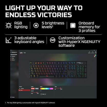 Hyperx Alloy Origins - Mechanical Gaming Keyboard, Software-Controlled Light & Macro Customization, Compact Form Factor, RGB LED Backlit - Clicky Hyperx Blue Switch,