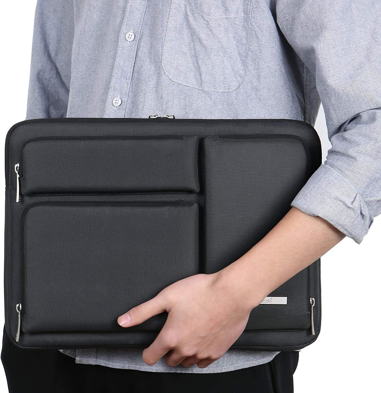 Lacdo 360° Protective Laptop Sleeve Case for 13 Inch New Macbook Air M4 A3240 2025, M3 A3113, M2 A2681, M1 A2337 | 13" Macbook Pro M2/M1 A2338 A2251 | 13" Ipad Air M3 / Ipad Pro M4 Computer Bag, Black
