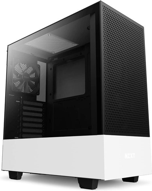 NZXT H510 Flow - CA-H52FW-01 - Compact ATX Mid-Tower PC Gaming Case - Perforated Front Panel - Tempered Glass Side Panel - Cable Management System - Water-Cooling Ready - White/Black