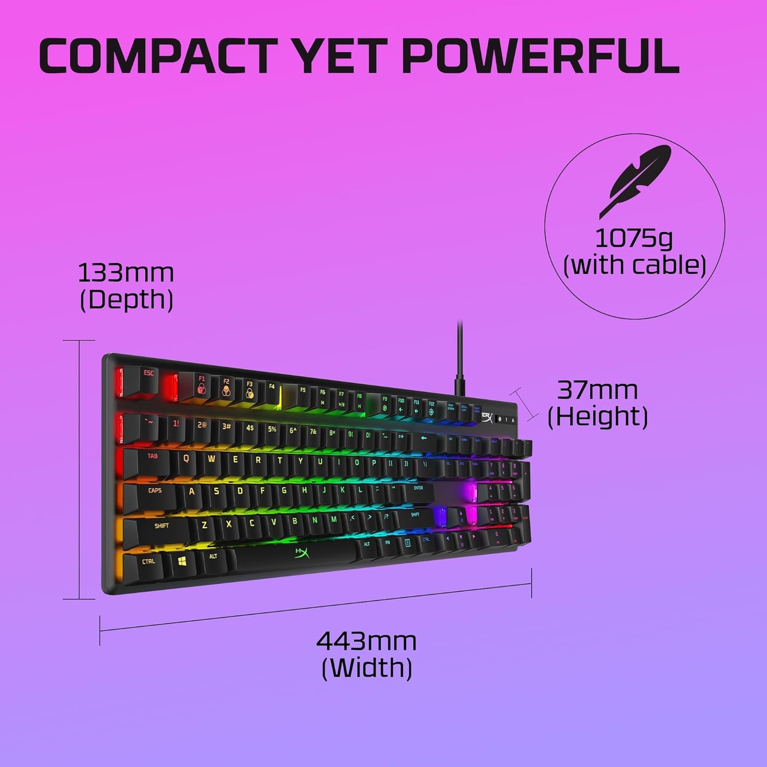 Hyperx Alloy Origins - Mechanical Gaming Keyboard, Software-Controlled Light & Macro Customization, Compact Form Factor, RGB LED Backlit - Clicky Hyperx Blue Switch,