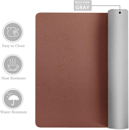 Aothia Double-Sided PU Leather Desk Pad - Non-Slip Large Mouse Pad & Desk Mat for Office, Home - Waterproof, Easy to Clean, Durable Dual-Sided Surface(Brown, 23.6" X 13.7")