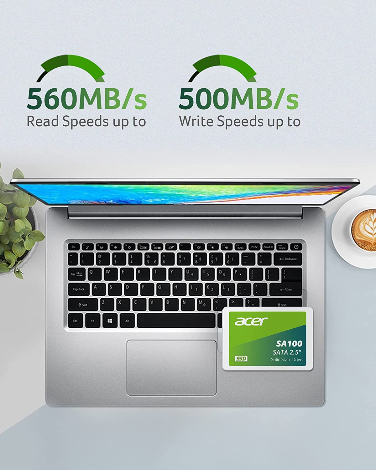 Acer SA100 960GB 2.5 Inch SSD SATA III Internal SSD Solid State Drive, 560Mb/S Read, 3D NAND Flash Memory, SATA III 6 Gb/S Interface