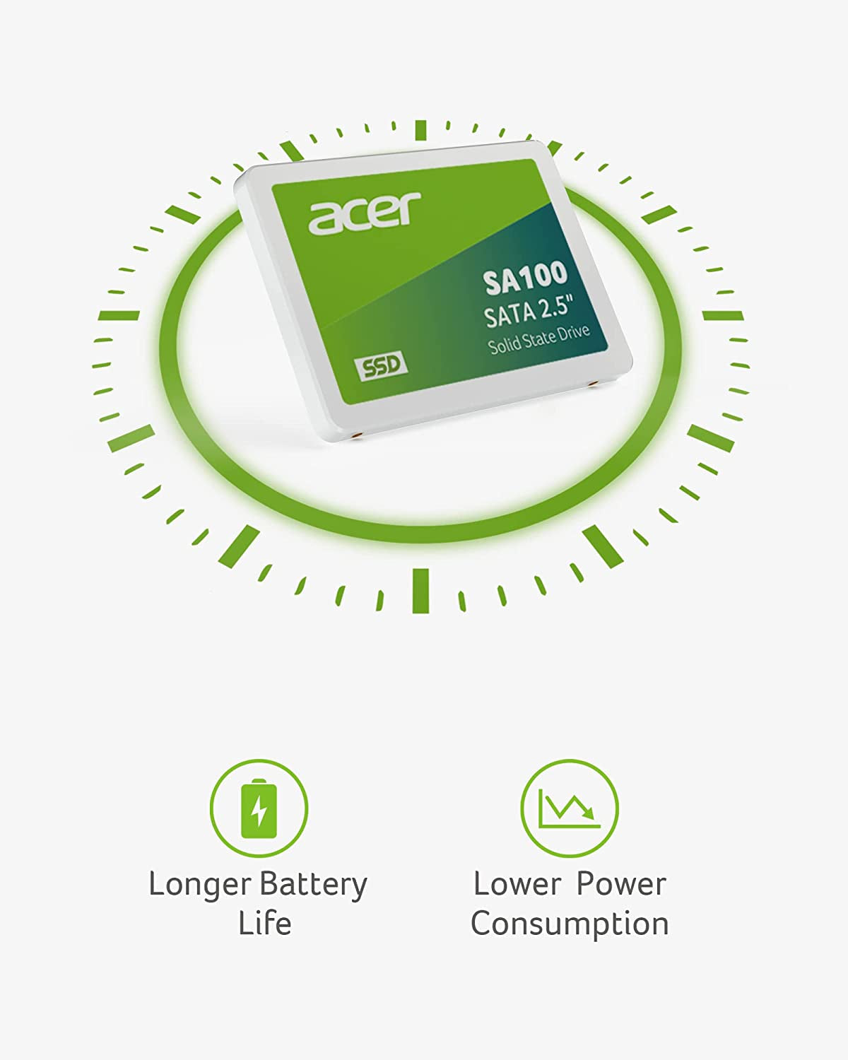 Acer SA100 960GB 2.5 Inch SSD SATA III Internal SSD Solid State Drive, 560Mb/S Read, 3D NAND Flash Memory, SATA III 6 Gb/S Interface