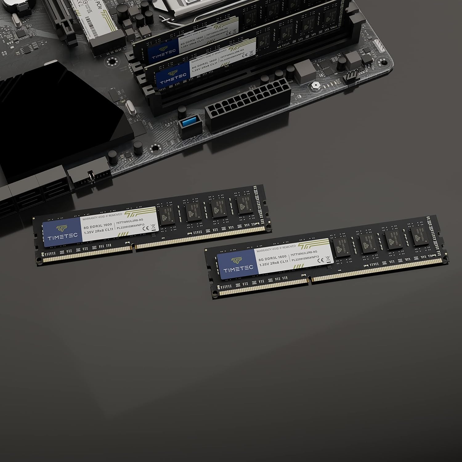 Timetec 80GB Kit(10X8Gb) DDR3L / DDR3 1600Mhz (DDR3L-1600) PC3L-12800 / PC3-12800 Non-Ecc Unbuffered 1.35V/1.5V CL11 2Rx8 Dual Rank 240 Pin UDIMM Desktop PC Computer Memory RAM(SDRAM) Module Upgrade