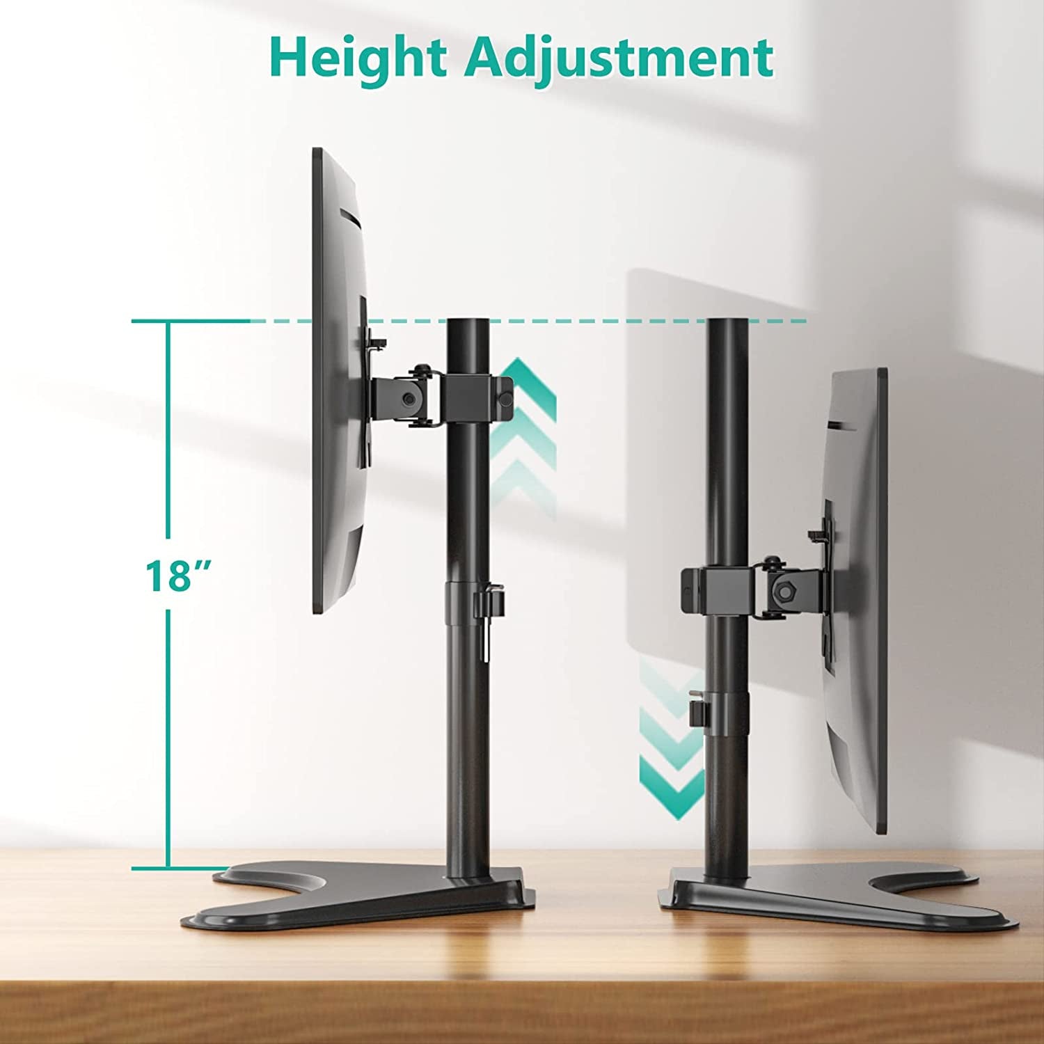 WALI Single Monitor Stand for 13-32 Inch Computer Screens, Freestanding Single Monitor Arm Desk Mount, Universal VESA Monitor Mount 75X75/100X100Mm, Adjustable Height and Angle, (MF001), Black