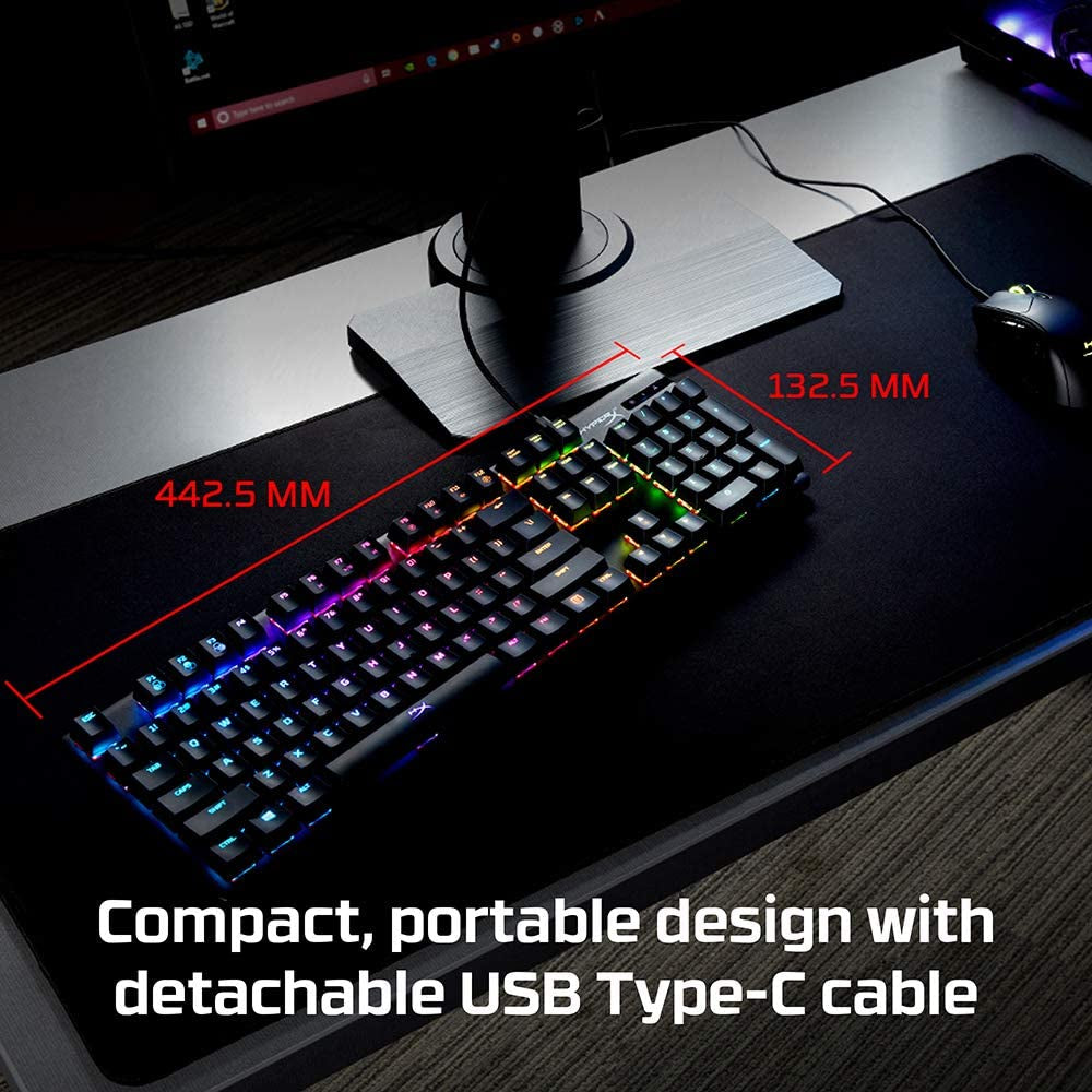 Hyperx Alloy Origins - Mechanical Gaming Keyboard, Software-Controlled Light & Macro Customization, Compact Form Factor, RGB LED Backlit - Linear Hyperx Red Switch (Black)