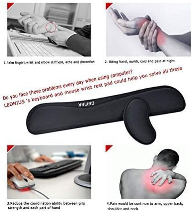 GEMEK Keyboard Wrist Rest Pad & Mouse Wrist Rest Support for Gaming Computer Laptop, Memory Foam Set for Easy Typing & Relief Getting Hand Hurt and Carpal Tunnel Syndrome Pain