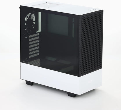 NZXT H510 Flow - CA-H52FW-01 - Compact ATX Mid-Tower PC Gaming Case - Perforated Front Panel - Tempered Glass Side Panel - Cable Management System - Water-Cooling Ready - White/Black