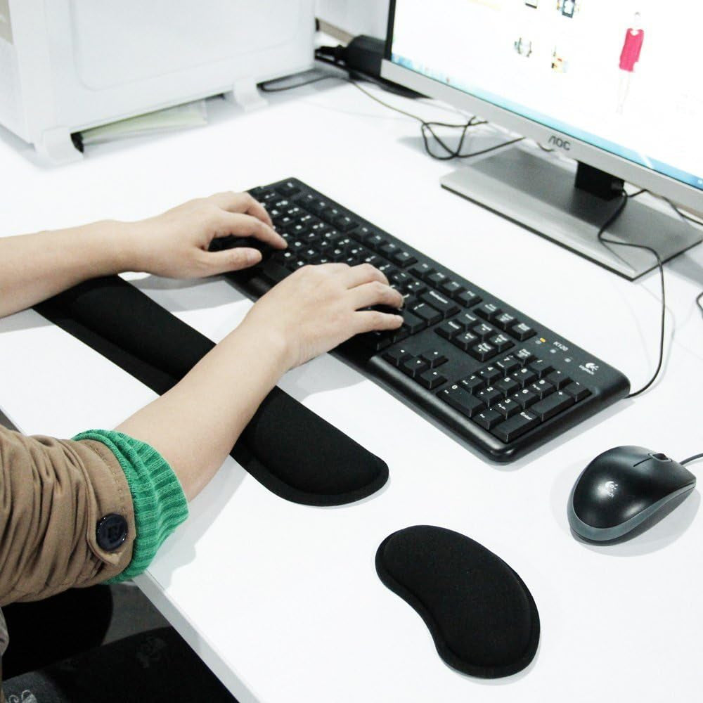 GEMEK Keyboard Wrist Rest Pad & Mouse Wrist Rest Support for Gaming Computer Laptop, Memory Foam Set for Easy Typing & Relief Getting Hand Hurt and Carpal Tunnel Syndrome Pain