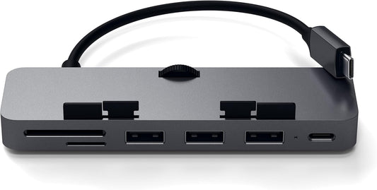 Satechi Aluminum Type-C Clamp Hub Pro with USB-C Data Port, USB-A 3.0 Data, Micro/Sd Card Reader - Compatible with 2020/2019/2017 Imac & Imac Pro, Does Not Fit 2021 Imac (Space Gray)