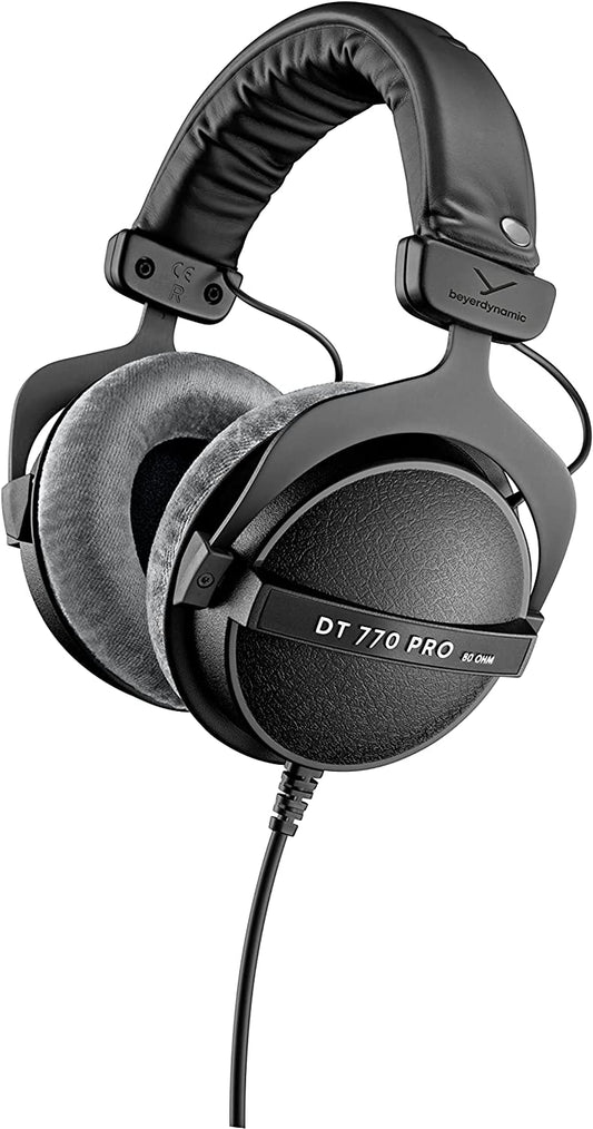 Beyerdynamic DT 770 PRO 80 Ohm Over-Ear Studio Headphones in Gray. Enclosed Design, Wired for Professional Recording and Monitoring