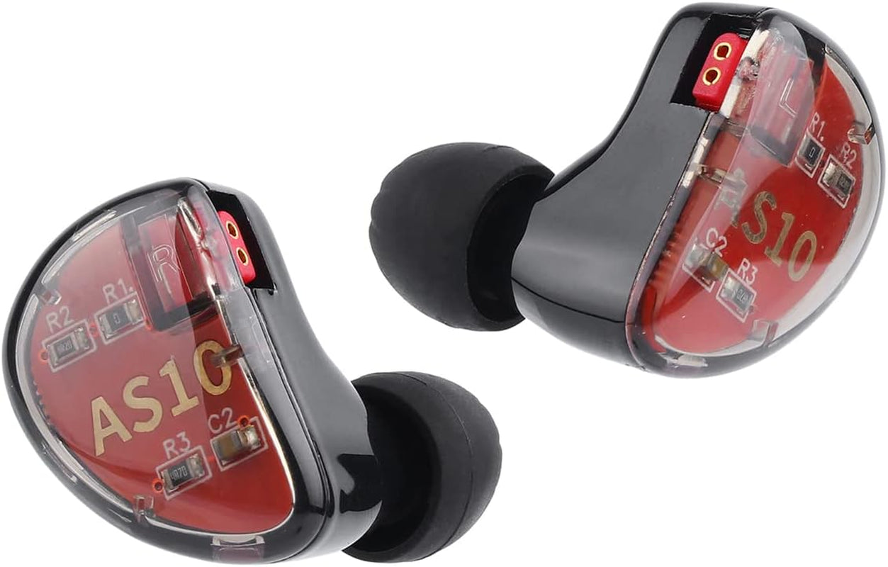 Linsoul KZ AS10 5BA Hifi Stereo In-Ear Earphone High Resolution Earbud Headphone with 0.75Mm 2 Pin Cable, Five Balanced Armature Drivers, Noise Cancelling(Without Mic, Black)
