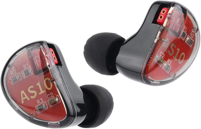 Linsoul KZ AS10 5BA Hifi Stereo In-Ear Earphone High Resolution Earbud Headphone with 0.75Mm 2 Pin Cable, Five Balanced Armature Drivers, Noise Cancelling(Without Mic, Black)