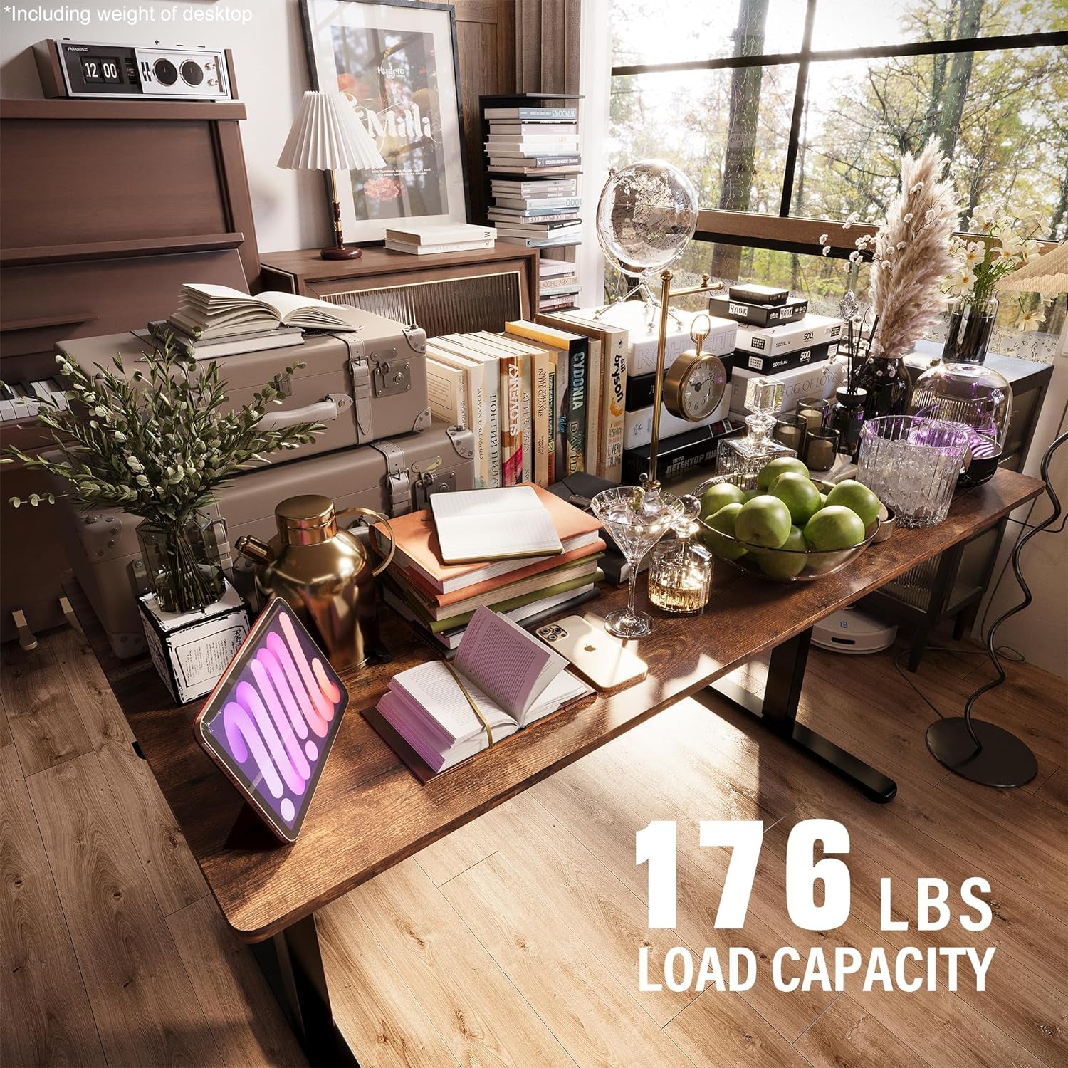 Monomi 55" Electric Standing Desk,Height Adjustable Home Office Sit Stand up Computer PC Table,Tall Standup Workstation, Gaming Writing Study Bedroom Rising Desks,Brown
