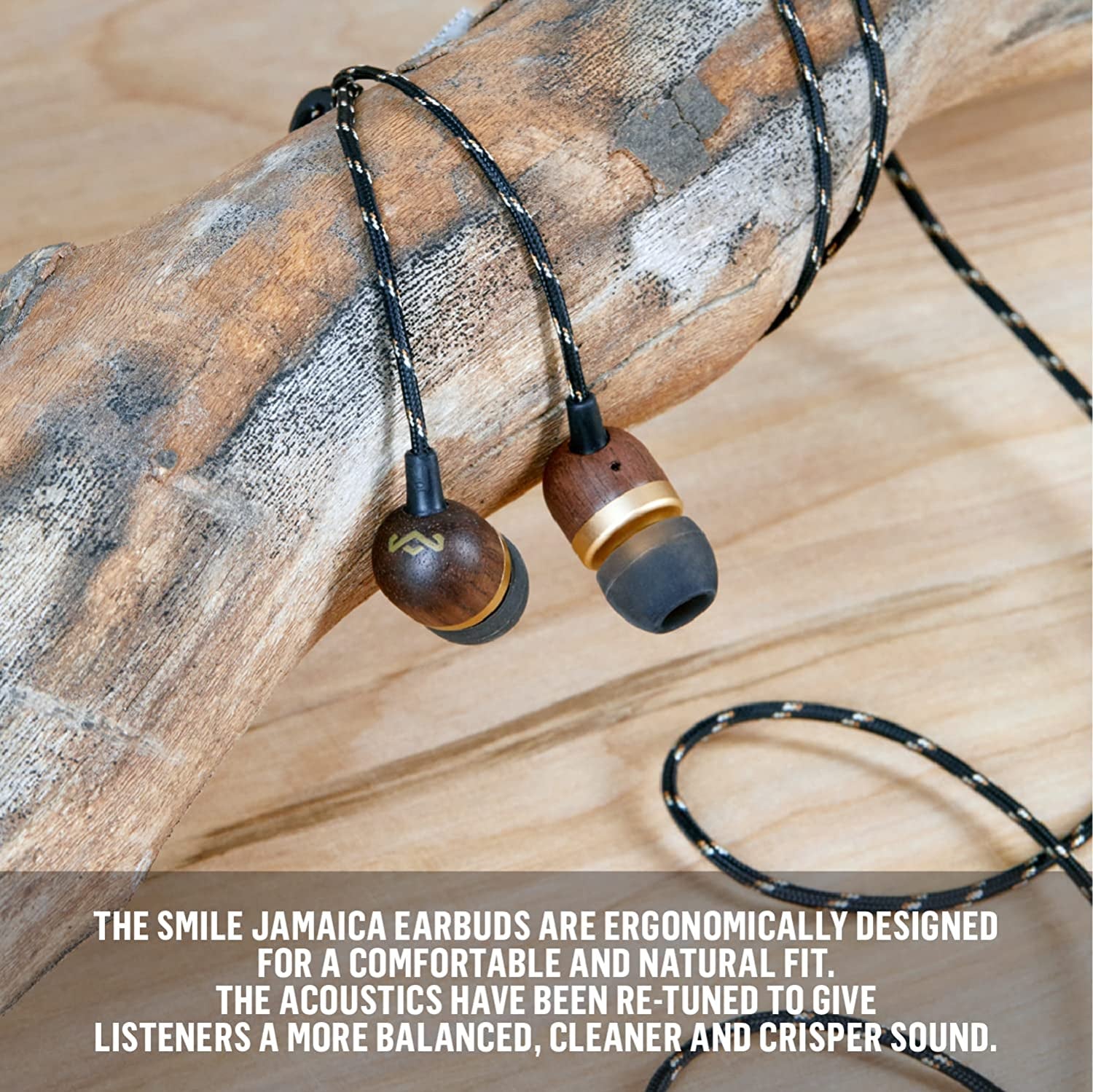 House of Marley Smile Jamaica: Wired Earphones with Microphone, Noise Isolating Design, and Sustainable Materials, Brass