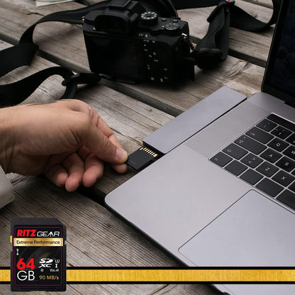 Ritz Gear 64GB High-Speed SDXC UHS-I SD Card, C10, U3, V30, Full-Hd & 4K Memory Card