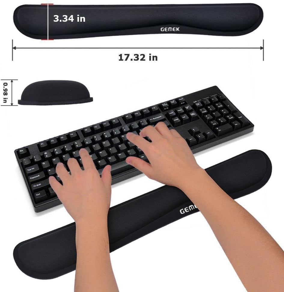 GEMEK Keyboard Wrist Rest Pad & Mouse Wrist Rest Support for Gaming Computer Laptop, Memory Foam Set for Easy Typing & Relief Getting Hand Hurt and Carpal Tunnel Syndrome Pain