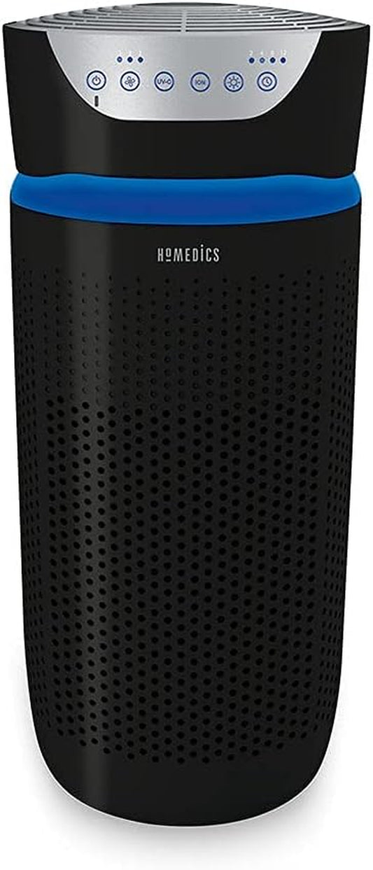 Homedics 5-In-1 UV-C Air Purifier - 360-Degree HEPA Filter for 1,192 Sq Ft, Large Air Purifiers for Bedroom and Home, Essential Oil Pads, Built-In Timer, 3 Speed Settings for Large Rooms, Black
