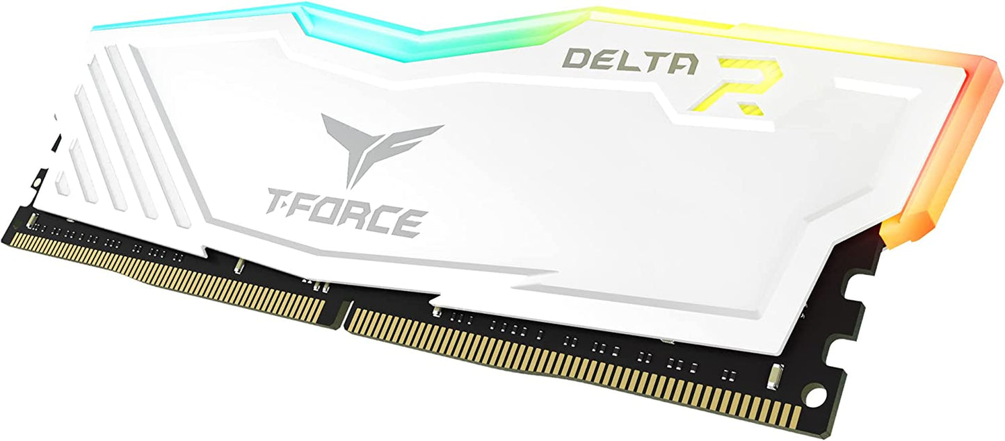 TEAMGROUP T-Force Delta RGB DDR4 32GB (2X16Gb) 3200Mhz (PC4-25600) CL16 Desktop Memory Module Ram TF4D432G3200HC16FDC01 - White