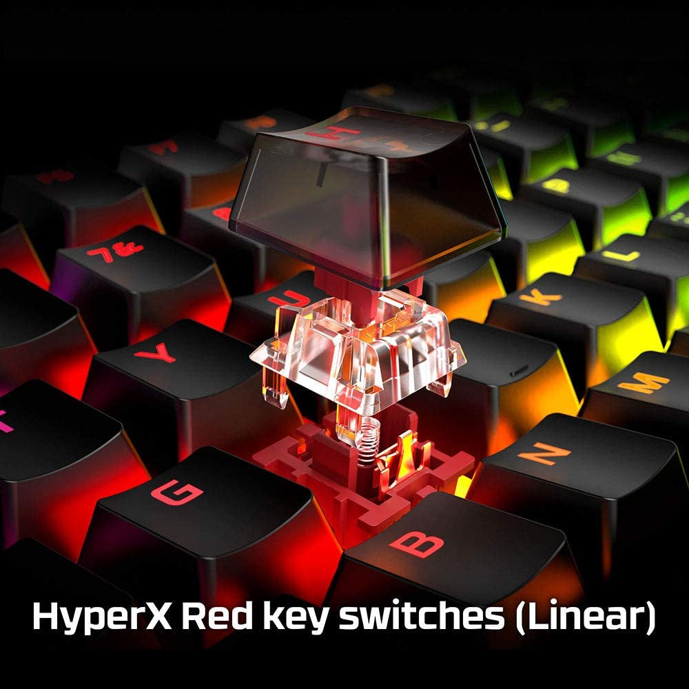 Hyperx Alloy Origins - Mechanical Gaming Keyboard, Software-Controlled Light & Macro Customization, Compact Form Factor, RGB LED Backlit - Linear Hyperx Red Switch (Black)
