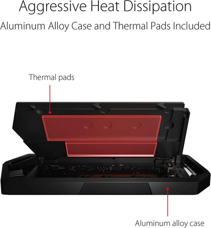 ASUS ROG STRIX Arion Aluminum Alloy M.2 Nvme SSD External Portable Enclosure Case Adapter, USB 3.2 Gen 2 Type-C (10 Gbps), USB-C to C and USB-C to a Cables, Fits Pcie 2280/2260/2242/2230 M Key/B+M Key