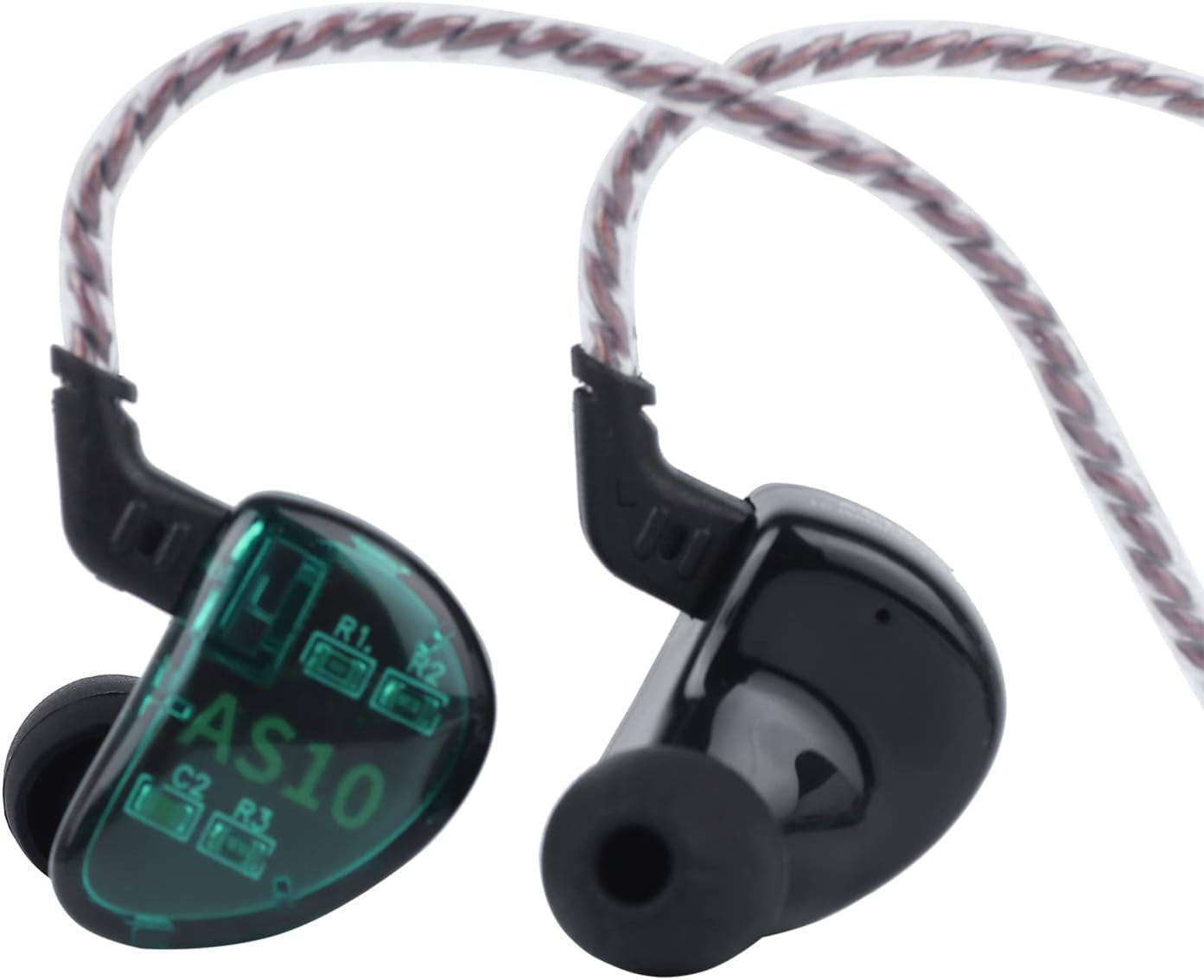 Linsoul KZ AS10 5BA Hifi Stereo In-Ear Earphone High Resolution Earbud Headphone with 0.75Mm 2 Pin Cable, Five Balanced Armature Drivers, Noise Cancelling(Without Mic, Cyan)