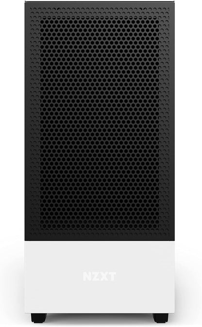 NZXT H510 Flow - CA-H52FW-01 - Compact ATX Mid-Tower PC Gaming Case - Perforated Front Panel - Tempered Glass Side Panel - Cable Management System - Water-Cooling Ready - White/Black