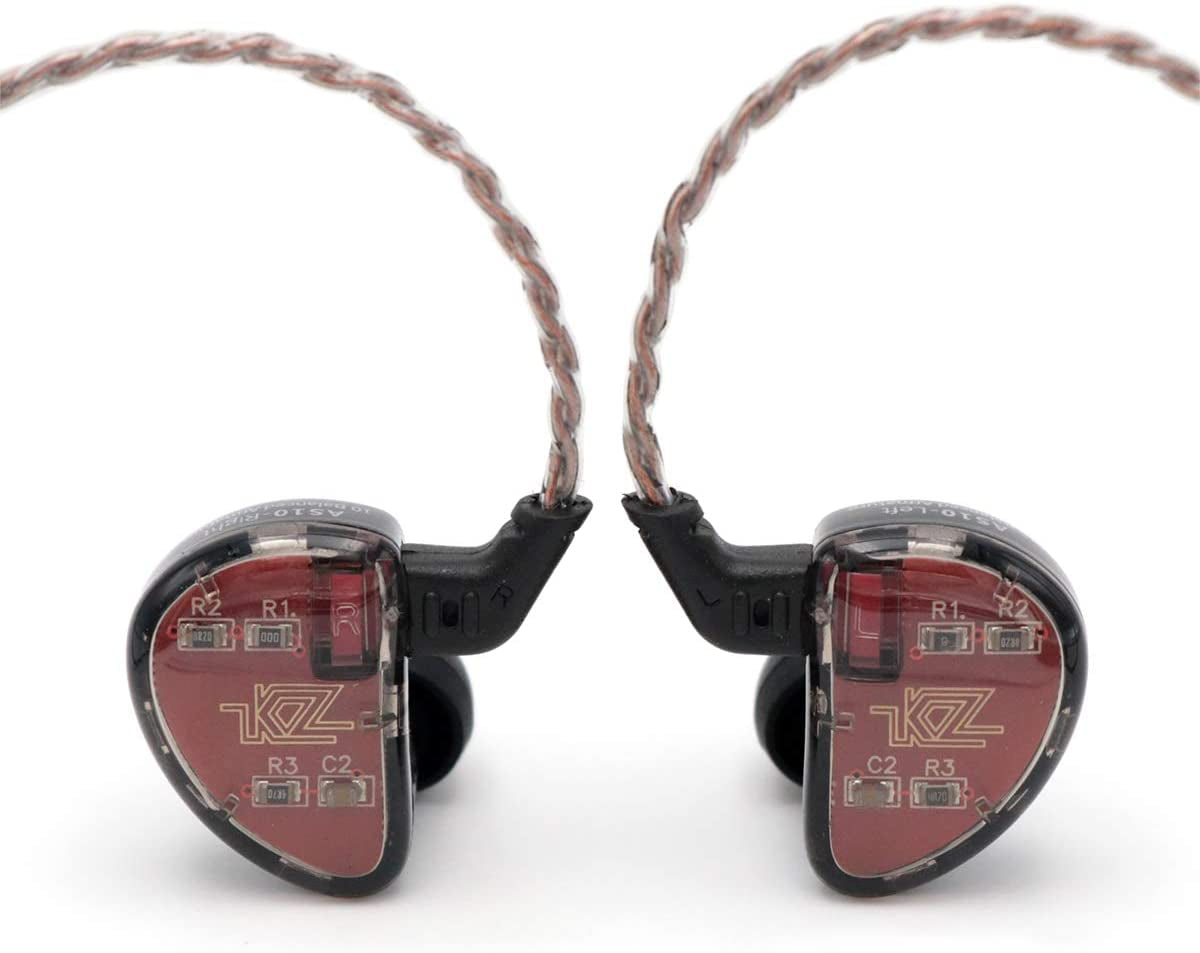Linsoul KZ AS10 5BA Hifi Stereo In-Ear Earphone High Resolution Earbud Headphone with 0.75Mm 2 Pin Cable, Five Balanced Armature Drivers, Noise Cancelling(Without Mic, Black)