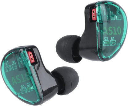Linsoul KZ AS10 5BA Hifi Stereo In-Ear Earphone High Resolution Earbud Headphone with 0.75Mm 2 Pin Cable, Five Balanced Armature Drivers, Noise Cancelling(Without Mic, Cyan)