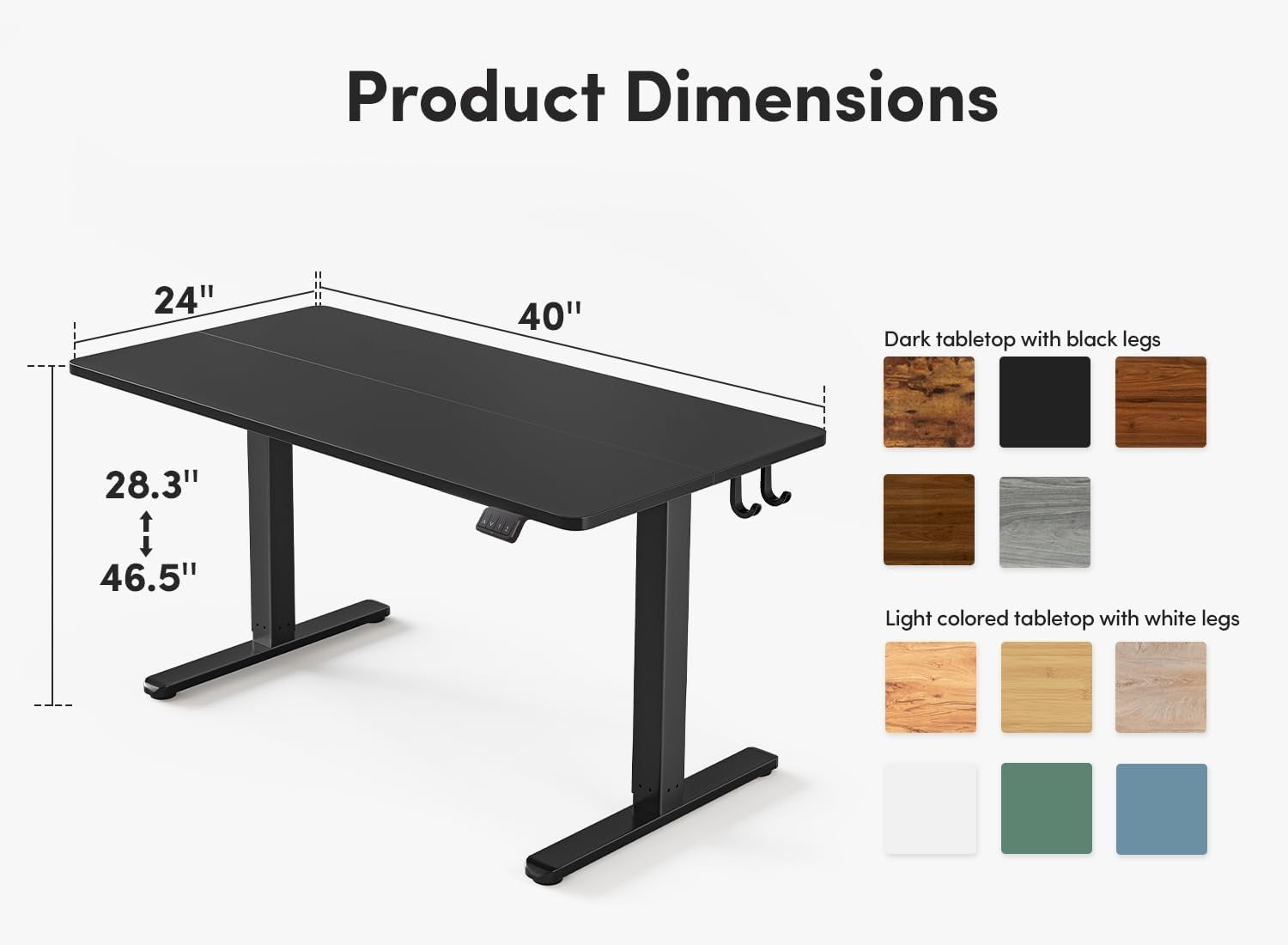 FEZIBO Electric Standing Desk, Height Adjustable Stand up Desk, 40 X 24 Inches Sit Stand Home Office Desk, Computer Desk, Black